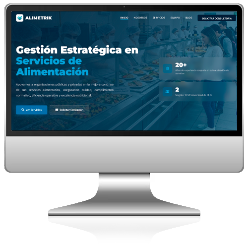 Captura del sitio web Alimetrik