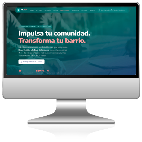 Captura del sitio web Ficrevive Cartagena